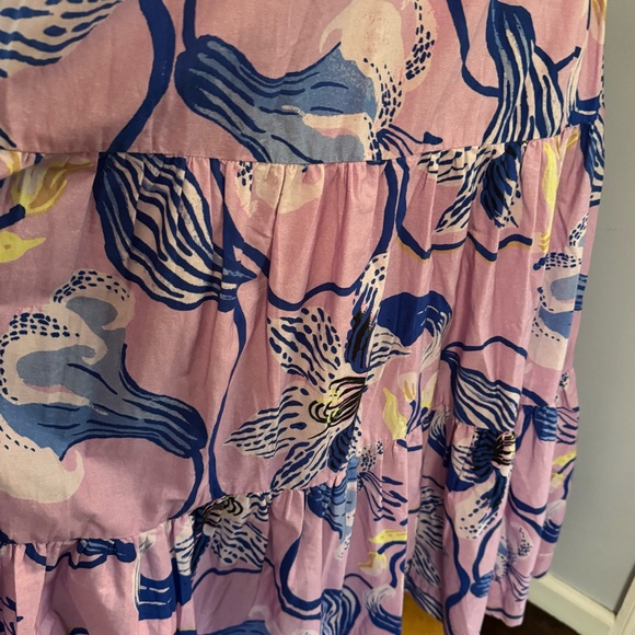 Anthro x Sarah Gordon tiered halter midi dress in lavender lilac blue floral - Picture 8 of 11